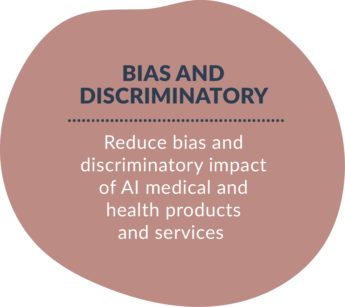 Bias & discriminatory - Reduce bias and discriminatory impact of AI medical and health products and services